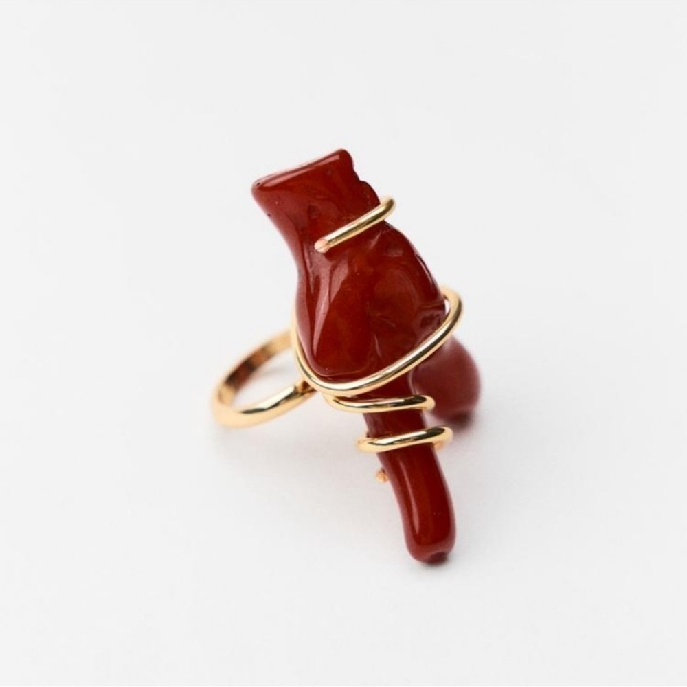 Zara Faux Coral Ring NWT